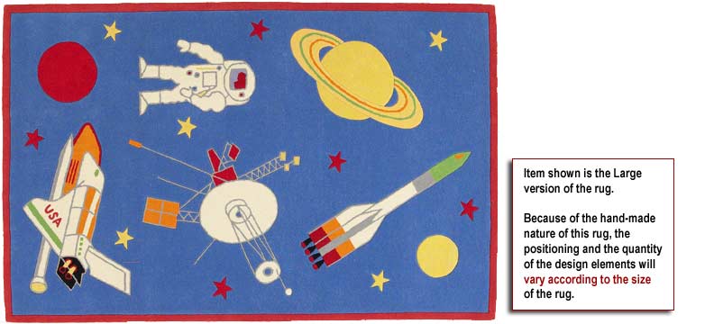 KR428W Let's Go To Space Wool Rug
