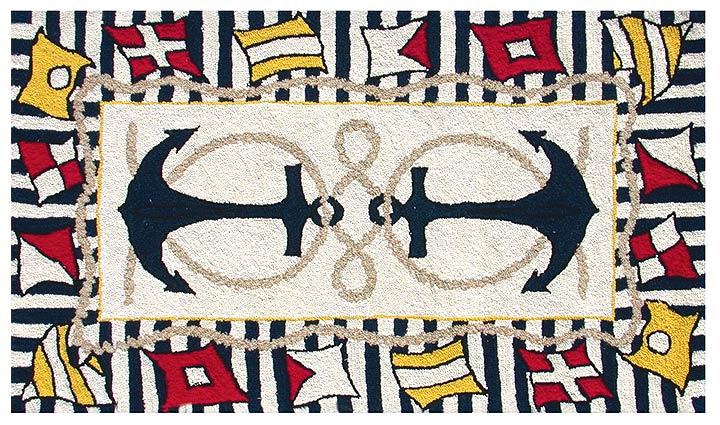 TRM11239W Nautical Anchors Cotton Rug