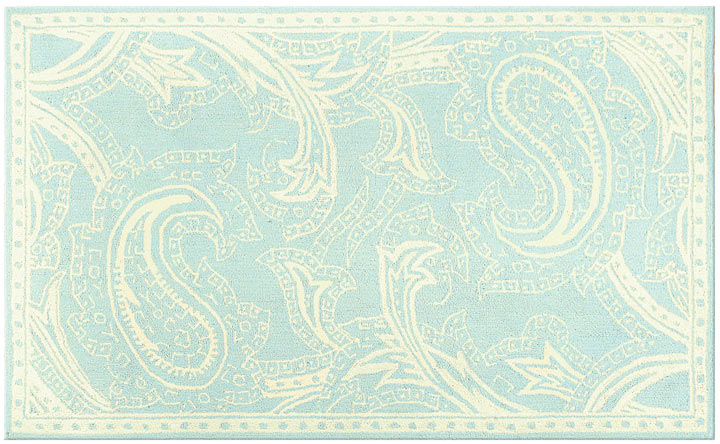 TRM11475W Giant Paisley Light Blue Cotton Rug