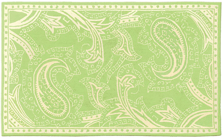 TRM11476W Giant Paisley Sage Cotton Rug