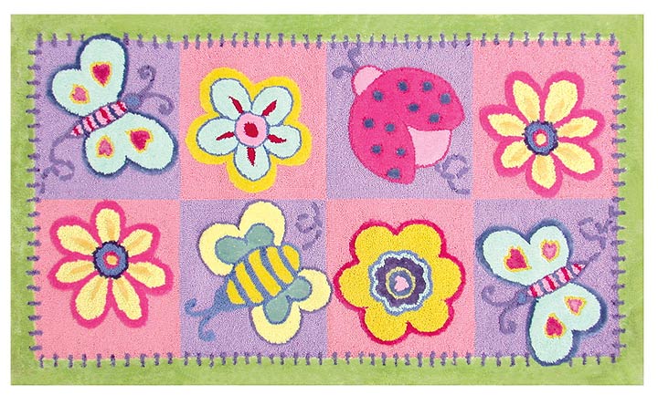 TRM11705W Flowers & Butterflies Cotton/Rayon Rug