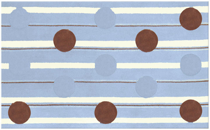 TRM12294W Circle Strip Blue Cotton Rug