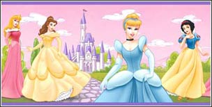 BM059182B Disney Forever Princess Wallpaper Border in Pink & Purple