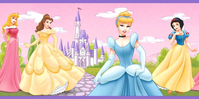 BM059182B Disney Forever Princess Wallpaper Border in Pink & Purple