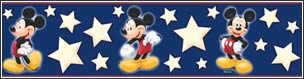 BM059292B Disney Mickey Airbrush Border in Navy Blue with Red Trim