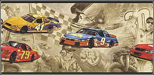 BMCK062201B Cars Wallpaper Border with Brown Trim