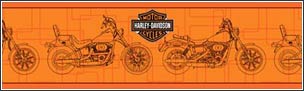 BRLK39961 Harley-Davidson Motor Cycles Retro Wallpaper Border in Orange