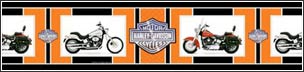 BRLK39966 Harley-Davidson Motor Cycles Choppers Wallpaper Border in Orange