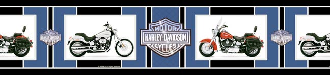 BRLK39967 Harley-Davidson Motor Cycles Choppers Wallpaper Border in Blue