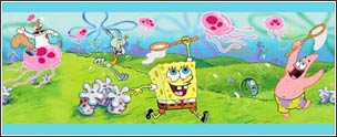 BRNK2101B SpongeBob Squarepants Catching Jellyfish Wallpaper Border