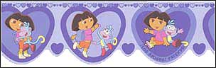BRNK2149DC Dora the Explorer Purple Hearts Wallpaper Border