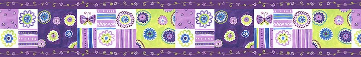BU51648 Patchwork Purple Wallpaper Border