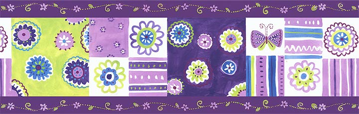 BU51648 Patchwork Purple Wallpaper Border