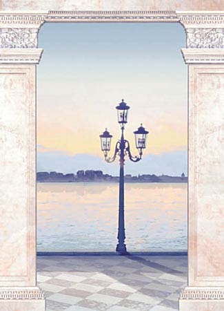 4-086A Venice Pillars and Streetlight Wall Mural