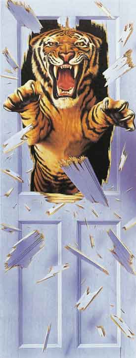 5092 Bursting Tiger Door Mural