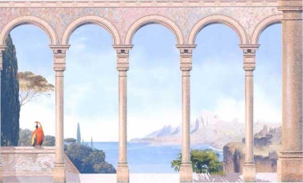8-082B Arches & Sea Trompe l'Oeil Wall Mural B