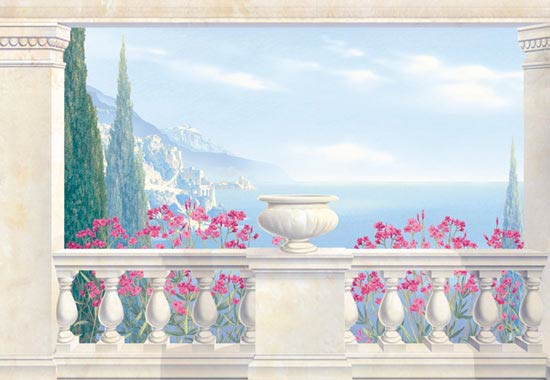 8-085A Amalfi Coast Balcony Wall Mural - left