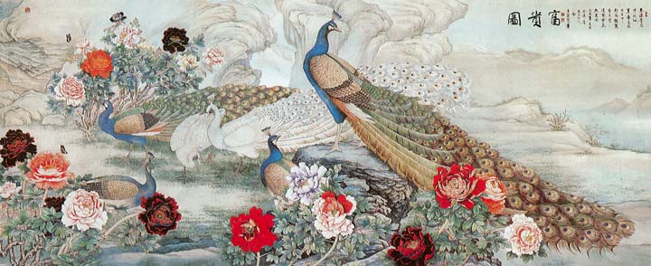AK1611 Peacocks Wall Mural 2