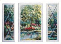 HA20273 Stone Bridge Garden Window Accent Mural
