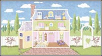 KA5814870DOLLBACK Dollhouse Dreamland Mural