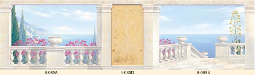 4-085D Amalfi Coast Balcony Wall Mural - panel