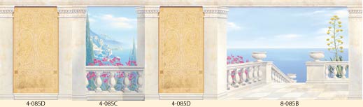 4-085D Amalfi Coast Balcony Wall Mural - panel