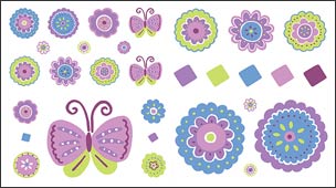 BU1232 Patchwork Purple Wall Decals