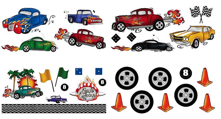 BU1743 Road Racers Wall Decals