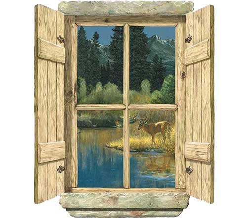 HA2525 Single Window Deer Valley Accent Mural