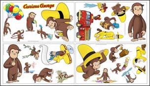 YK1037 Curious George Wall Sticker Set