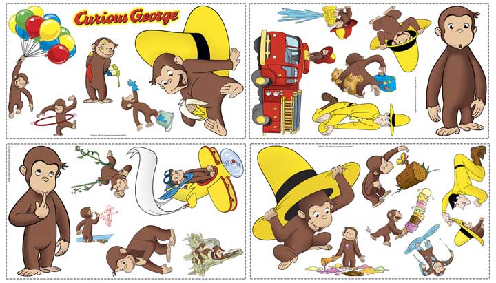 YK1037 Curious George Wall Sticker Set