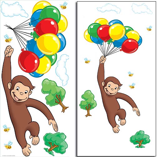 YK1082 Curious George Jumbo Wall Sticker Set