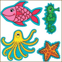 WA12527 KP Kids Sea Creatures Wallies WallPaper Cutouts