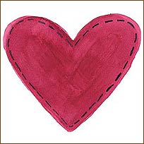 WA12916 Folk Art Red Hearts Wallies WallPaper Cutouts