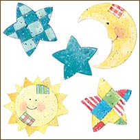 WA12994 Sun, Moon, & Stars Wallies WallPaper Cutouts