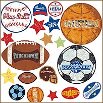 WA13638 Wallies Peel & Stick Vinyl Decals -- Sports Stamps