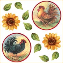WA13640 Wallies Peel & Stick Vinyl Decals -- Roosters & Sunflowers