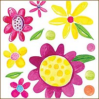 WA13644 Wallies Peel & Stick Vinyl Decals -- Girly Flowers