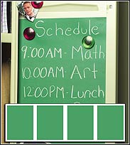 WA16001 Wallies Peel & Stick Vinyl Chalkboard Panels in Schoolhouse Green